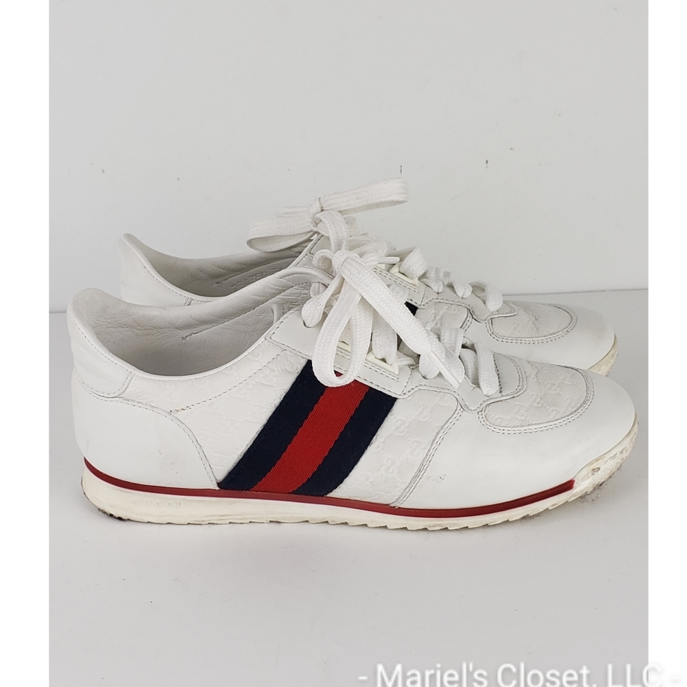 SALE Authentic Gucci Micro Guccissima Webbing Line Sneakers #3201M